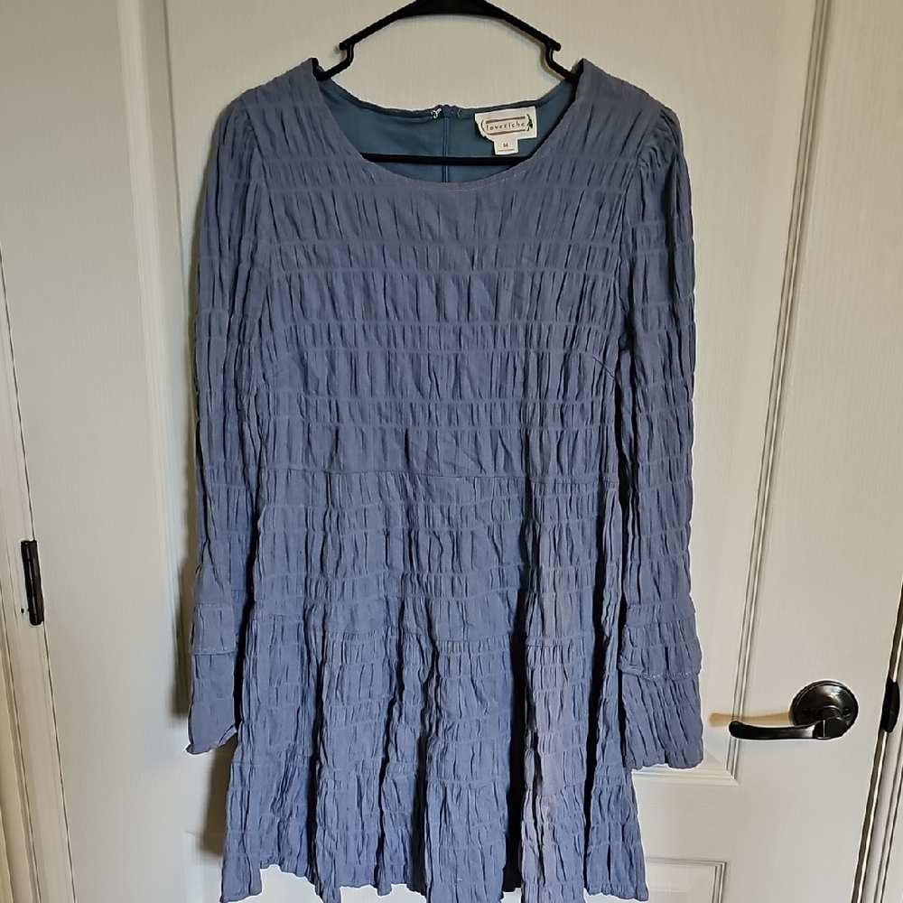 Love Riche Slate Blue Textured Dress